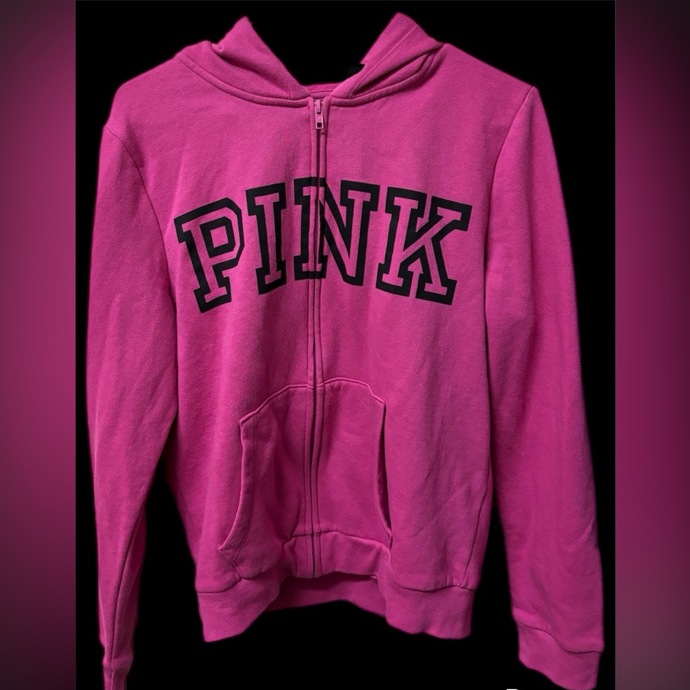 PINK VICTORIA SECRET HOT PINK ZIP UP